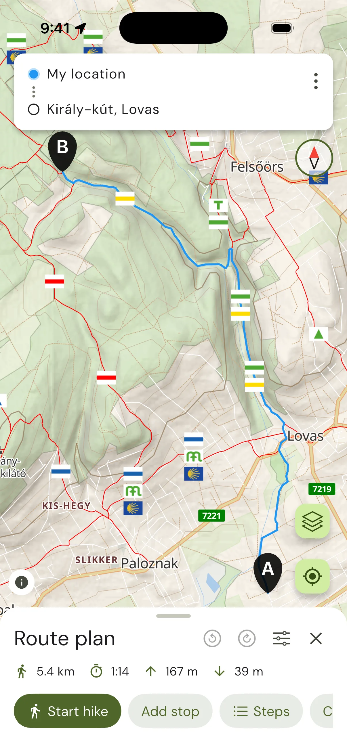 Turistautak app screenshot 2